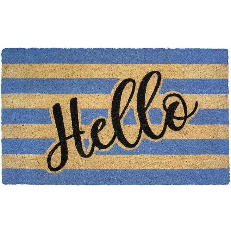 Blue Striped Hello Doormat>Kirklands Home Cheap