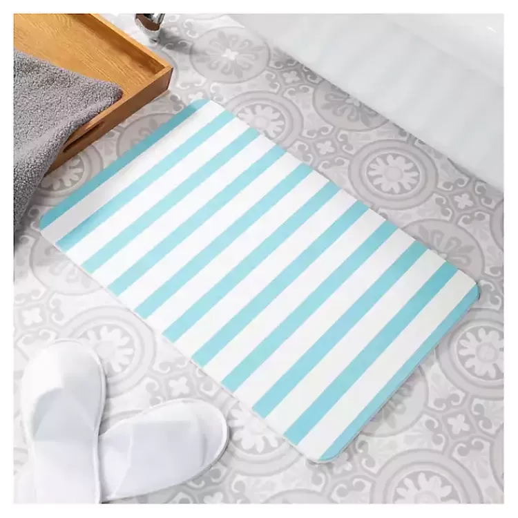 Blue Striped Stone Bath Mat>Kirklands Home Best Sale