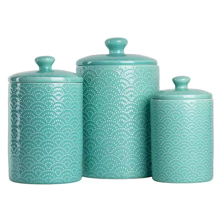 Tide Ceramic Embossed Canisters, Set of 3>Kirklands Home Cheap
