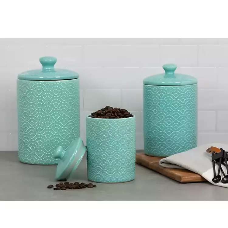 Tide Ceramic Embossed Canisters, Set of 3>Kirklands Home Cheap
