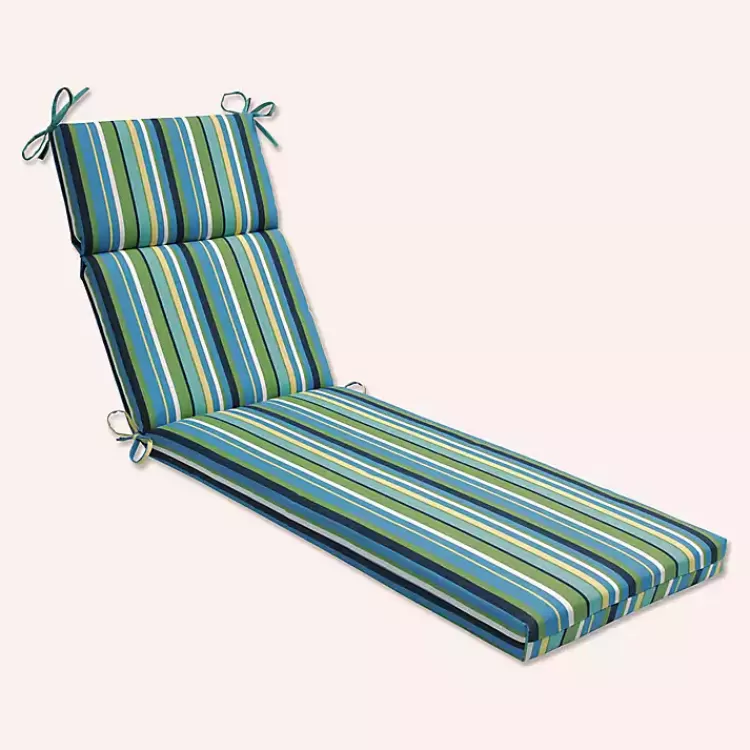 Blue Topanga Striped Outdoor Chaise Cushion>Kirklands Home Best