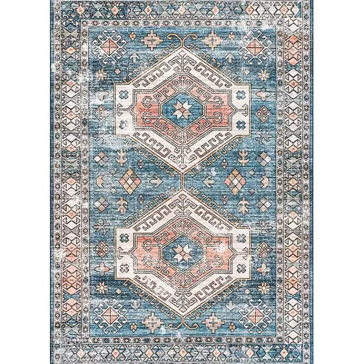 Blue Tribal Motif Washable Area Rug, 5x8>Kirklands Home Discount