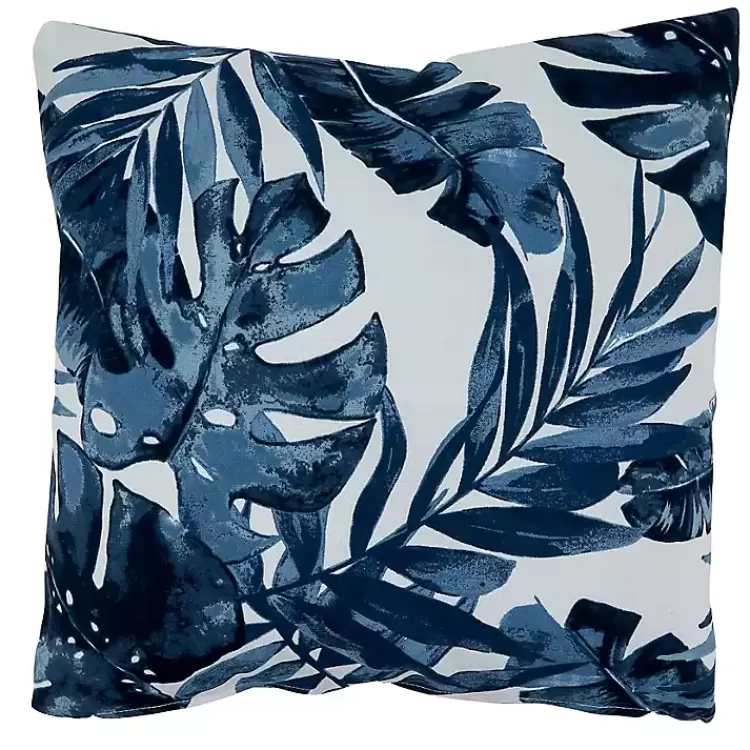 Blue Tropical Leaves Outdoor Throw Pillow>Kirklands Home Discount