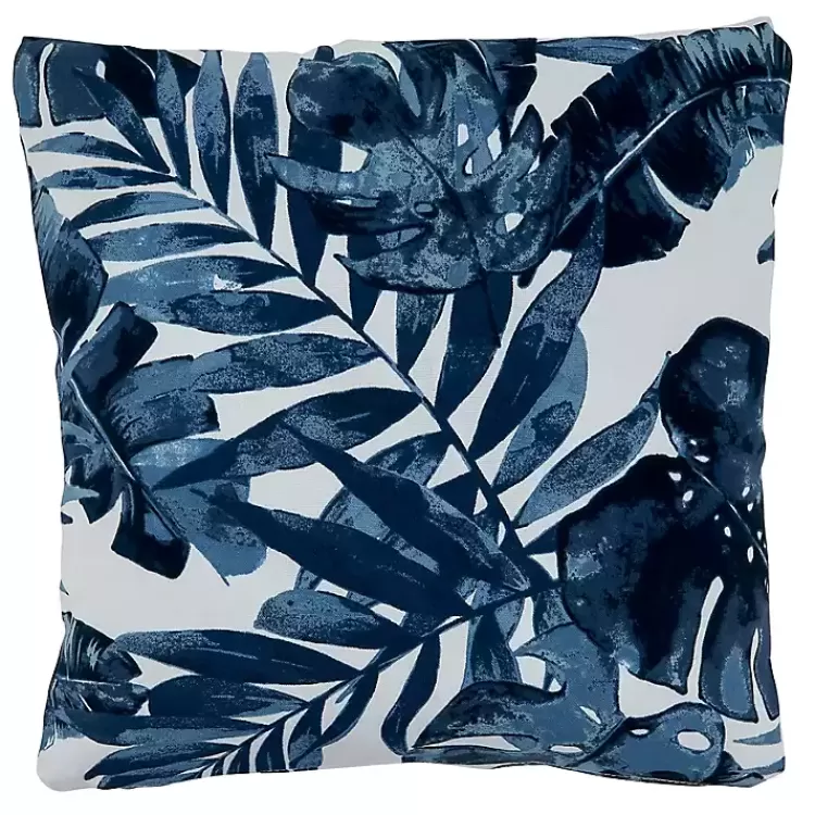 Blue Tropical Leaves Outdoor Throw Pillow>Kirklands Home Discount