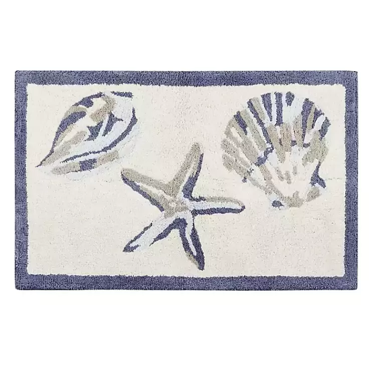 Blue Tufted Seashell Bath Mat>Kirklands Home Discount