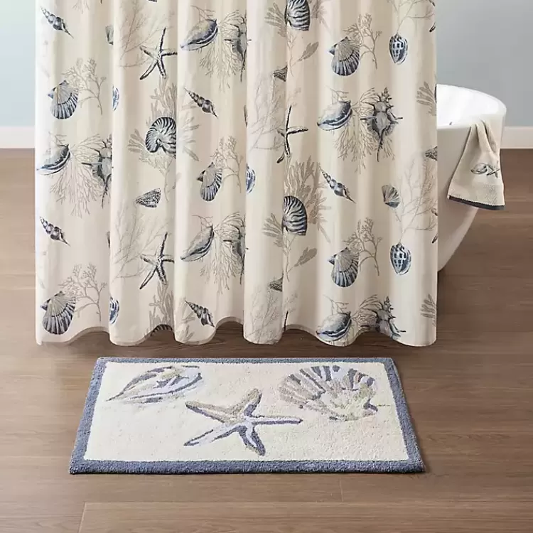 Blue Tufted Seashell Bath Mat>Kirklands Home Discount