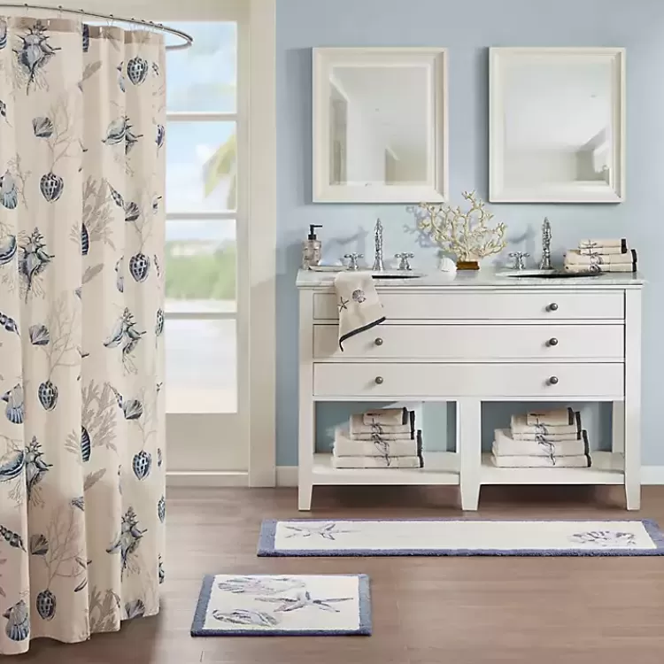 blue_tufted_seashell_bath_mat_2.webp Blue Tufted Seashell Bath Mat>Kirklands Home Discount