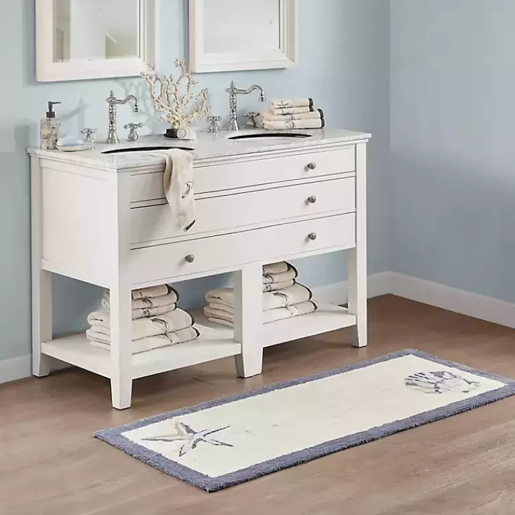blue_tufted_seashell_bath_mat_3.webp Blue Tufted Seashell Bath Mat>Kirklands Home Discount