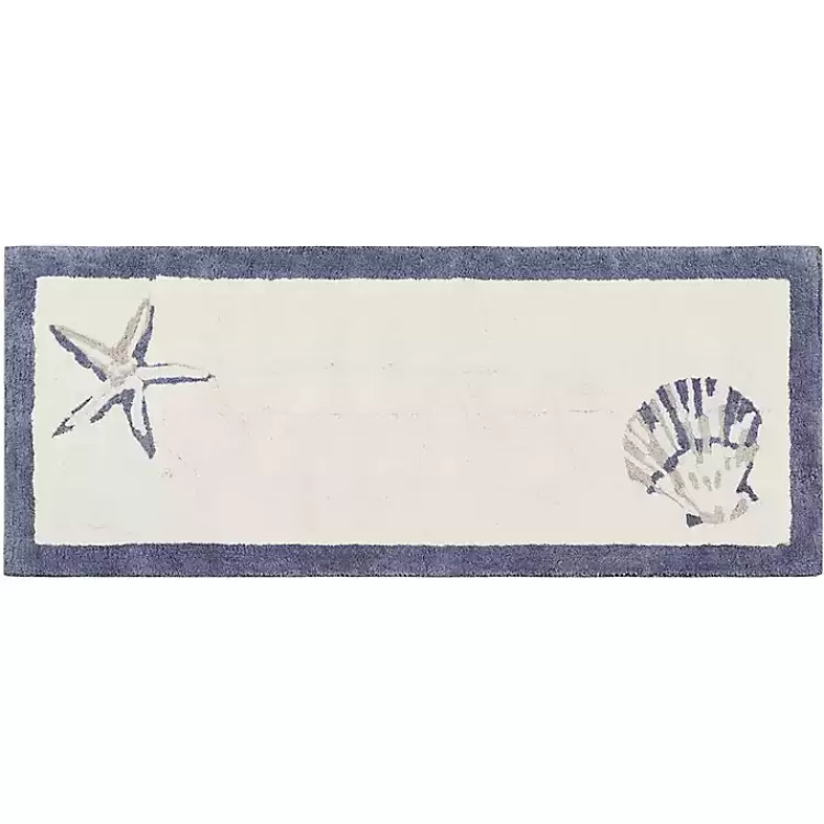 Blue Tufted Seashell Bath Runner>Kirklands Home Clearance