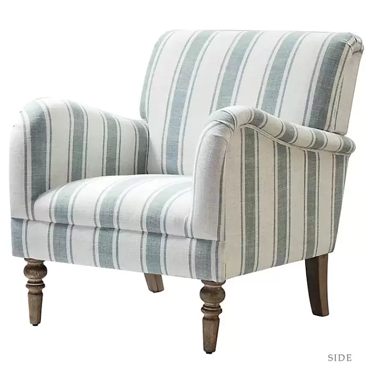 Blue White Carved Slope Stripe Accent Chair>Kirklands Home Flash Sale