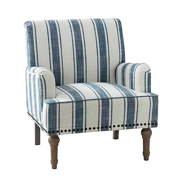 Blue White Stripe Upholstered Accent Chair>Kirklands Home Online