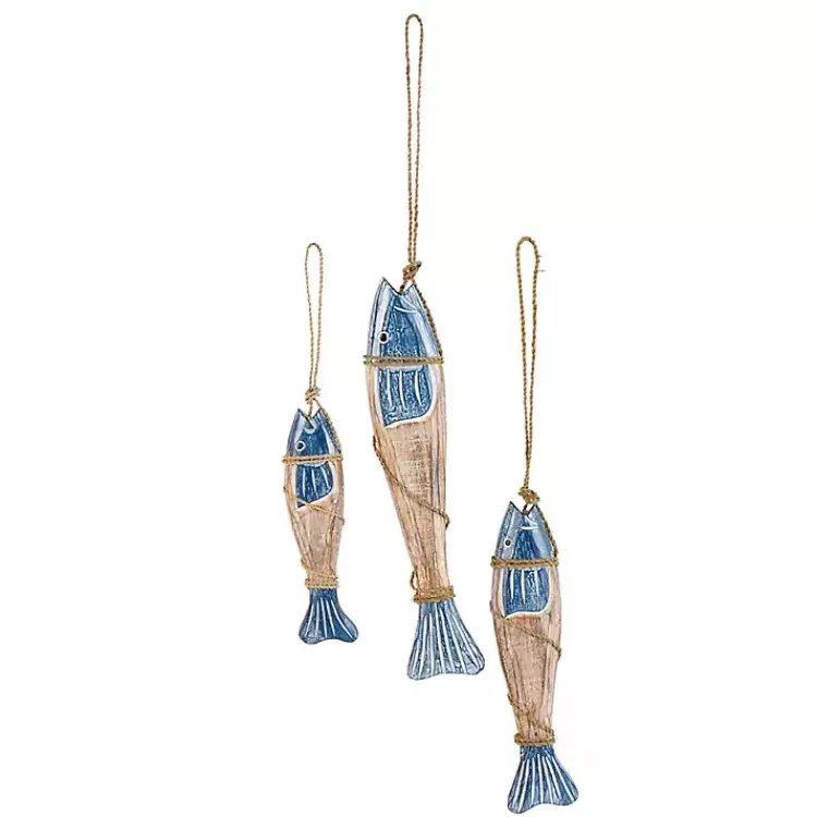 Blue Wood Fish Hanging Wall Plaques, Set of 3>Kirklands Home Outlet