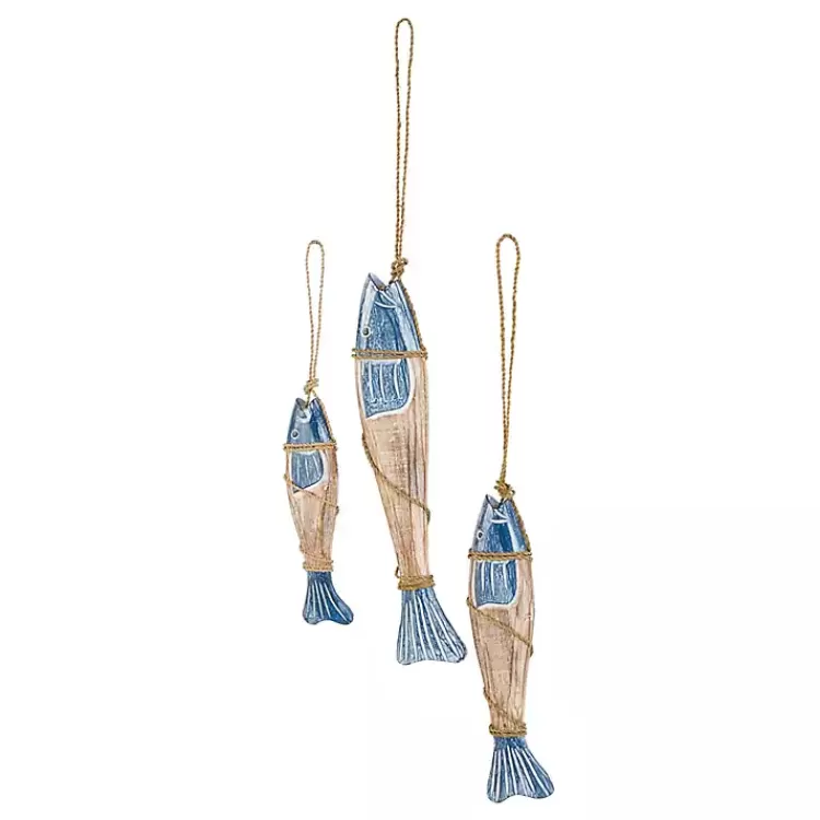 Blue Wood Fish Hanging Wall Plaques, Set of 3>Kirklands Home Outlet