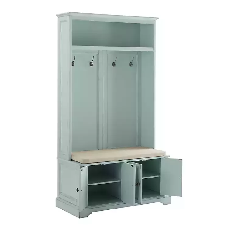 blue_wood_hall_tree_with_cushioned_bench_2.webp Wood Hall Tree with Cushioned Bench>Kirklands Home Online