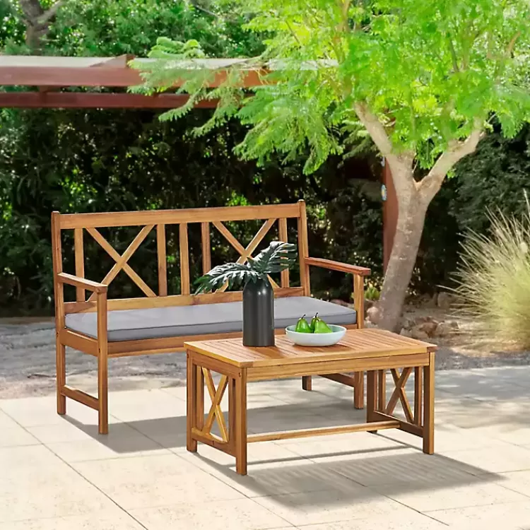 Blue X-Back Acacia Wood 2-pc. Outdoor Living Set>Kirklands Home Cheap