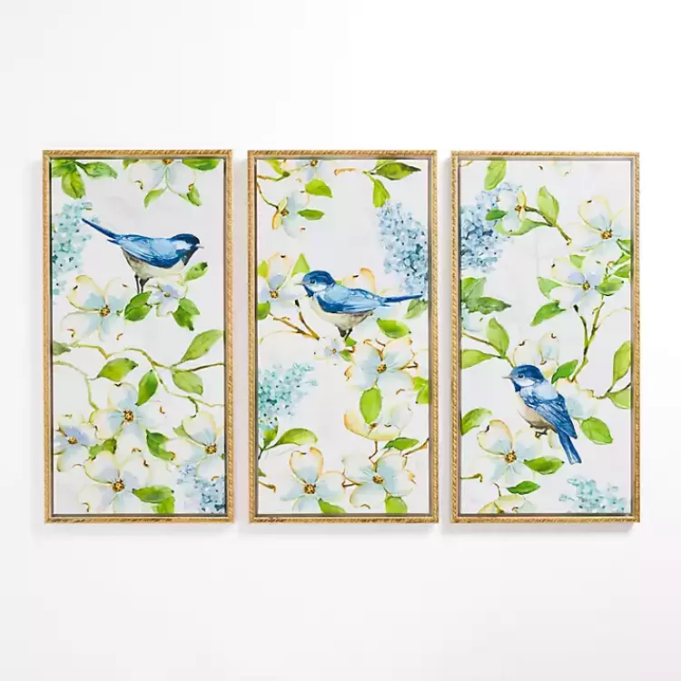 Bluebird Paradise Framed Canvas Prints, Set of 3>Kirklands Home Hot