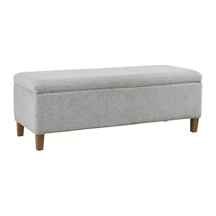 Blue-Gray Upholstered Soft-Close Storage Bench>Kirklands Home Cheap