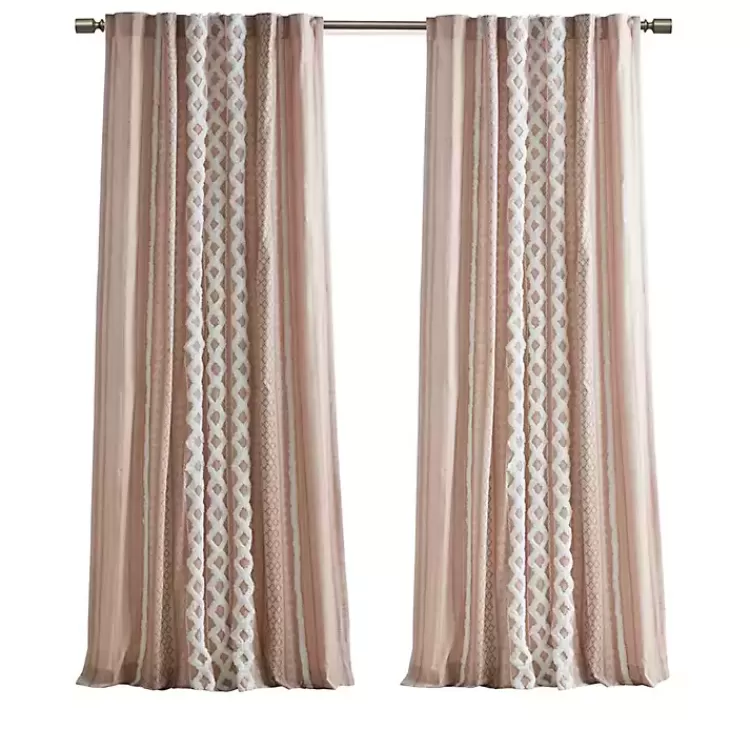 Blush Chenille Stripe Curtain Panel, 84 in.>Kirklands Home Discount
