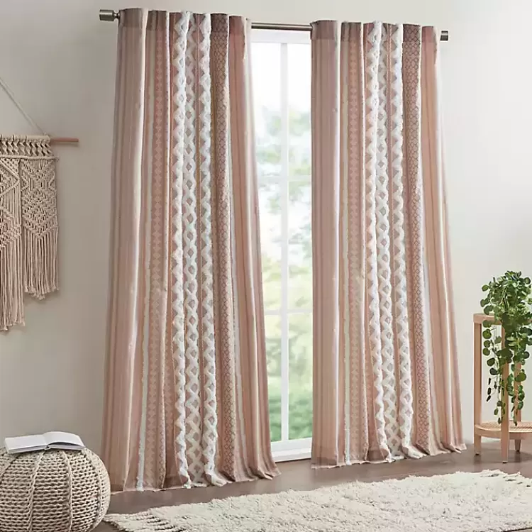 Blush Chenille Stripe Curtain Panel, 84 in.>Kirklands Home Discount