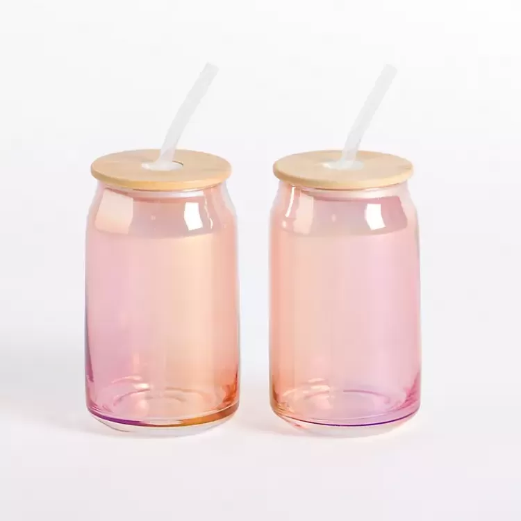 Blush Glass Can Tumblers, Set of 2>Kirklands Home Shop