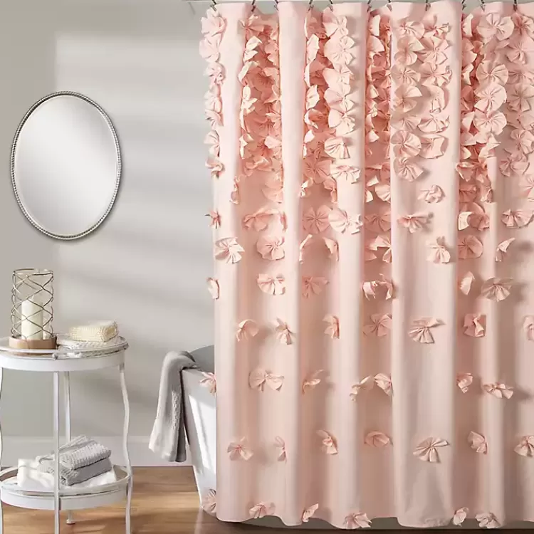 Blush Riley Cascading Bows Shower Curtain>Kirklands Home Best
