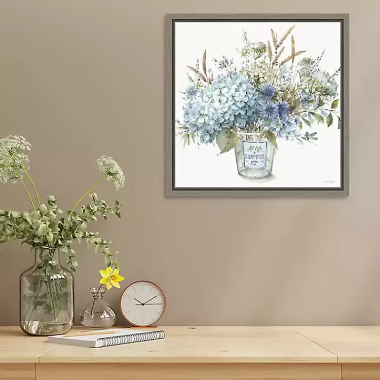 Bohemian Blue Floral Vase Framed Canvas Art Print>Kirklands Home Cheap