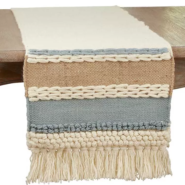Boho Blue and Cream Woven Wool Table Runner>Kirklands Home Best