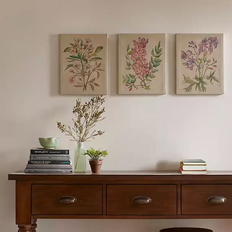 Botanical Linen Art Prints, Set of 3>Kirklands Home Clearance