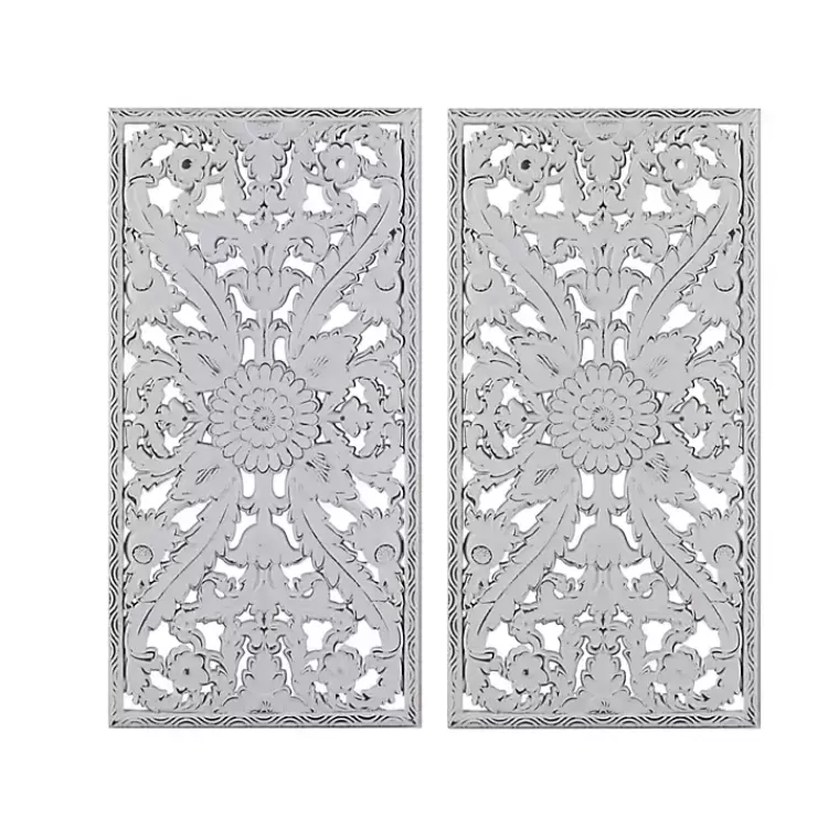 Botanical Wood Carved Panel Wall Plaques, Set of 2>Kirklands Home New