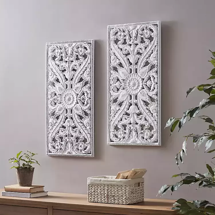 botanical_wood_carved_panel_wall_plaques_set_of__2.webp Botanical Wood Carved Panel Wall Plaques, Set of 2>Kirklands Home New