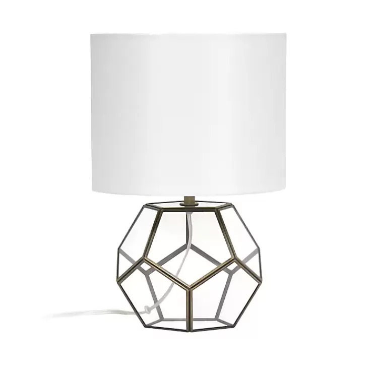 Brass and Glass Octagon Table Lamp>Kirklands Home Outlet