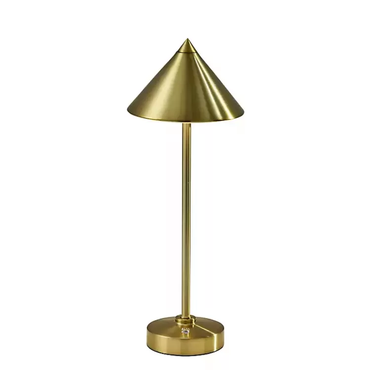 Brass Metal Cone Shade Cordless Table Lamp>Kirklands Home Fashion