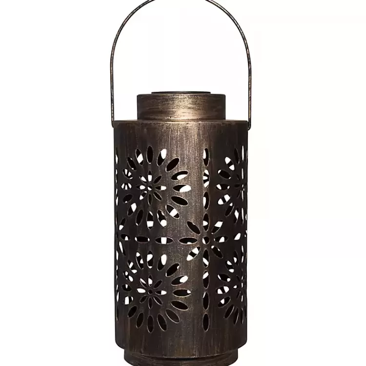 Brass Metal Flower Cutout Solar Lantern>Kirklands Home Hot