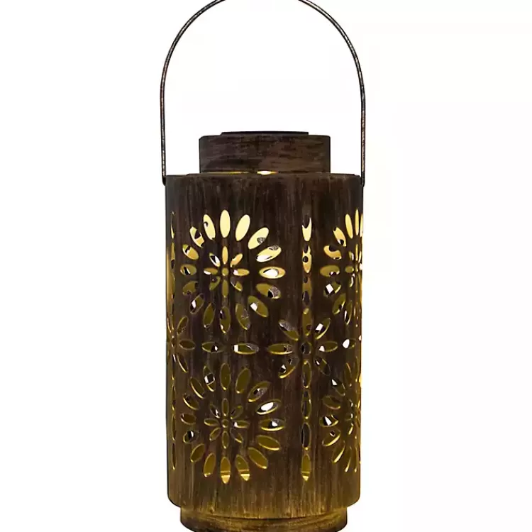 Brass Metal Flower Cutout Solar Lantern>Kirklands Home Hot