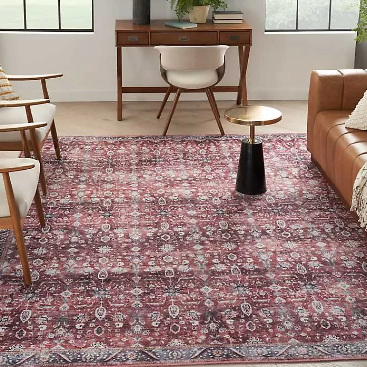 Brick Vintage Floral Washable Area Rug, 5x7>Kirklands Home Outlet