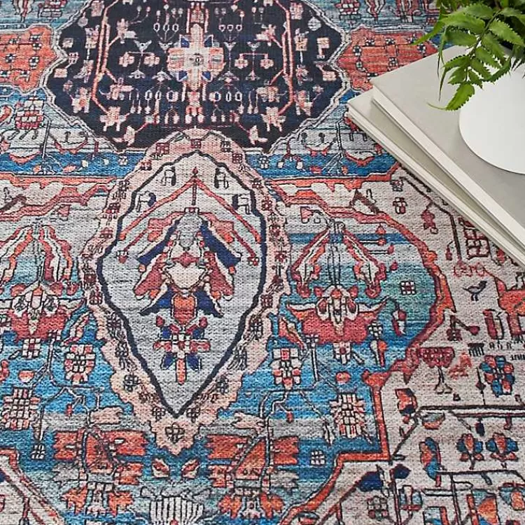 Brick Vintage Medallion Washable Area Rug, 5x7>Kirklands Home Clearance