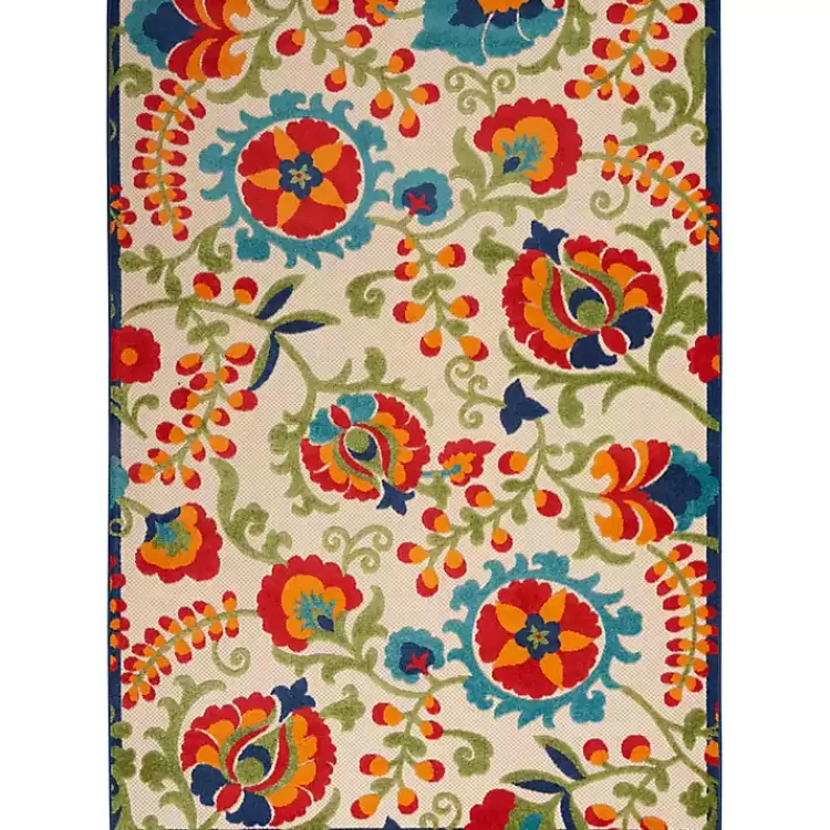 Bright Abstract Floral Outdoor Area Rug, 5x7>Kirklands Home Clearance