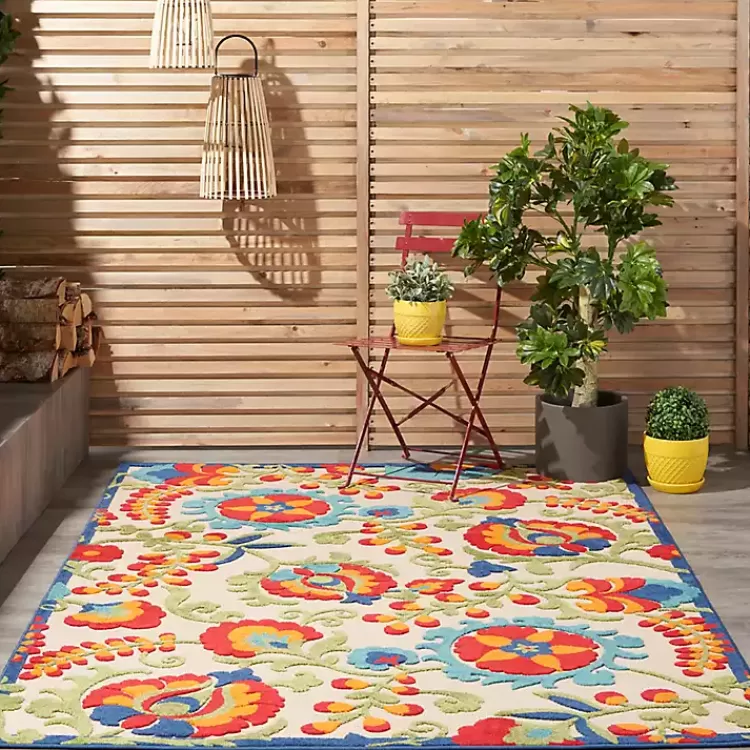 bright_abstract_floral_outdoor_area_rug_x_5.webp Bright Abstract Floral Outdoor Area Rug, 5x7>Kirklands Home Clearance