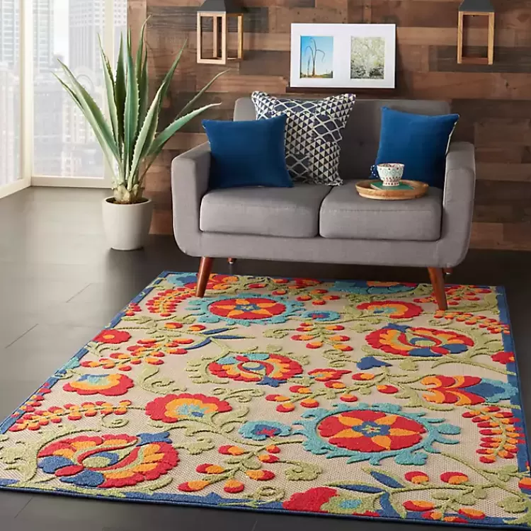 bright_abstract_floral_outdoor_area_rug_x_7.webp Bright Abstract Floral Outdoor Area Rug, 5x7>Kirklands Home Clearance