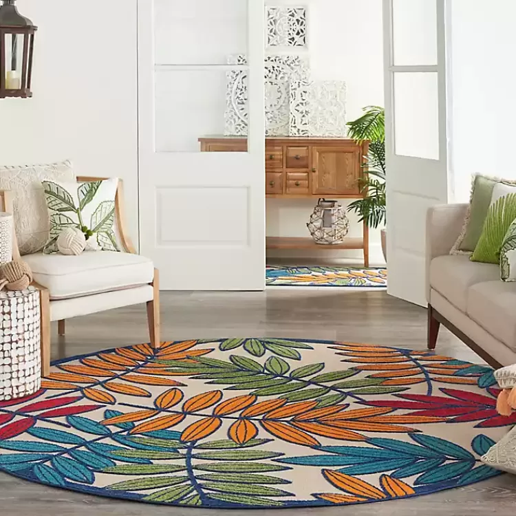 bright_branches_round_outdoor_area_rug_x_7.webp Bright Branches Round Outdoor Area Rug, 7x7>Kirklands Home Sale