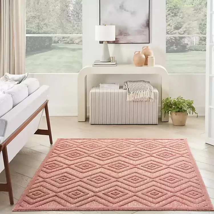 Bright Coral Diamond Outdoor Area Rug, 6x9>Kirklands Home Online