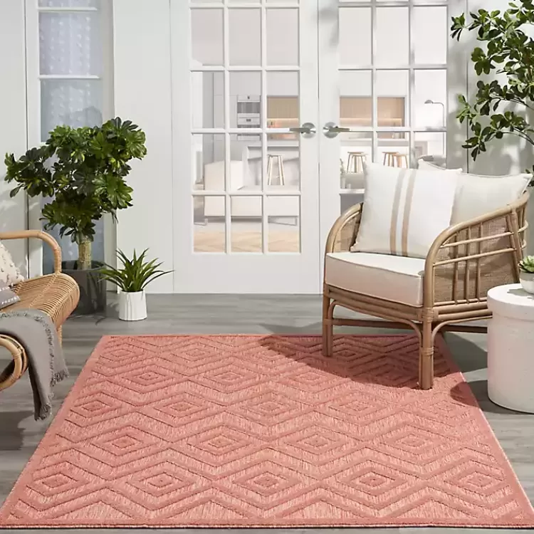 Bright Coral Diamond Outdoor Area Rug, 6x9>Kirklands Home Online