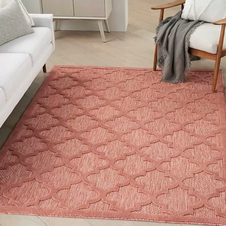 bright_coral_trellis_outdoor_area_rug_x_5.webp Bright Coral Trellis Outdoor Area Rug, 4x6>Kirklands Home Outlet