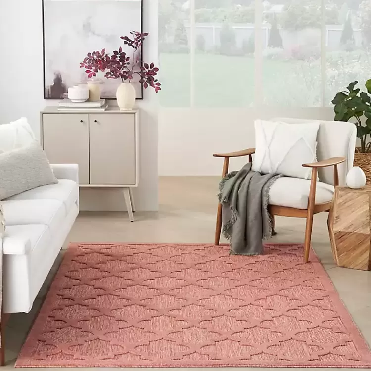 bright_coral_trellis_outdoor_area_rug_x_7.webp Bright Coral Trellis Outdoor Area Rug, 4x6>Kirklands Home Outlet