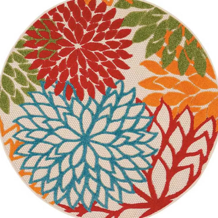 Bright Leaves Round Outdoor Area Rug, 5x5>Kirklands Home Flash Sale