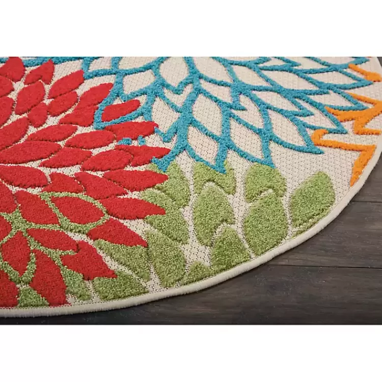 bright_leaves_round_outdoor_area_rug_x_2.webp Bright Leaves Round Outdoor Area Rug, 5x5>Kirklands Home Flash Sale