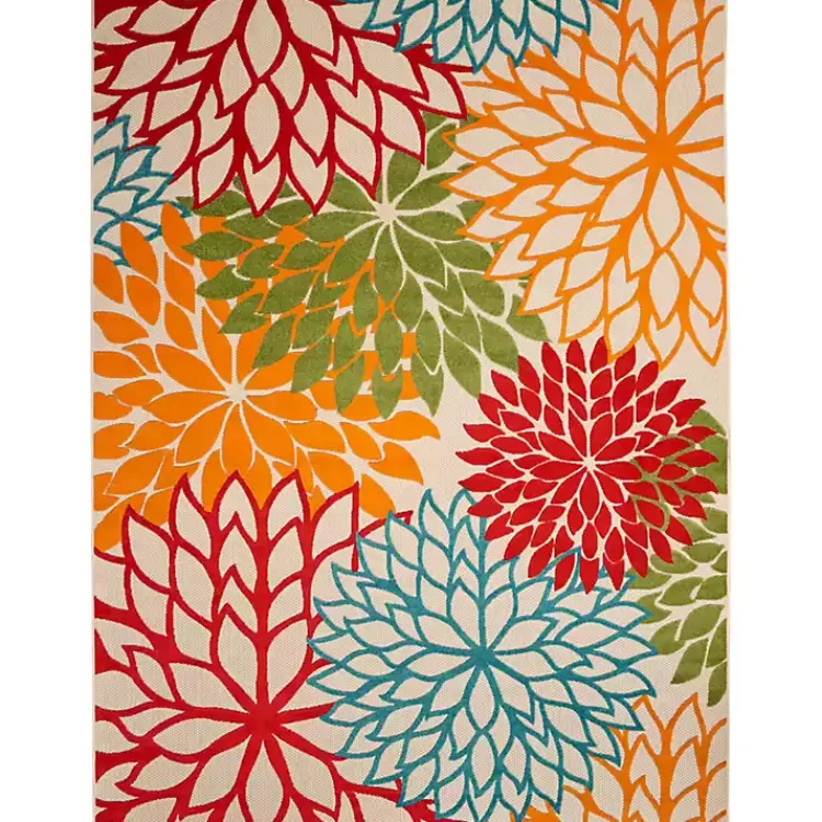 Bright Red Floral Burst Outdoor Area Rug, 6x9>Kirklands Home Sale