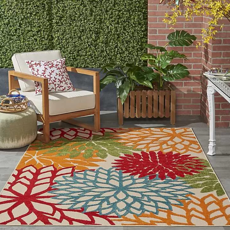 bright_red_floral_burst_outdoor_area_rug_x_10.webp Bright Red Floral Burst Outdoor Area Rug, 6x9>Kirklands Home Sale