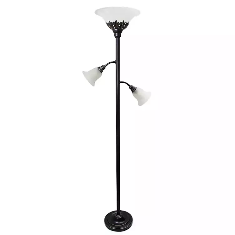 Bronze and White 3-Scallop Glass Floor Lamp>Kirklands Home Cheap