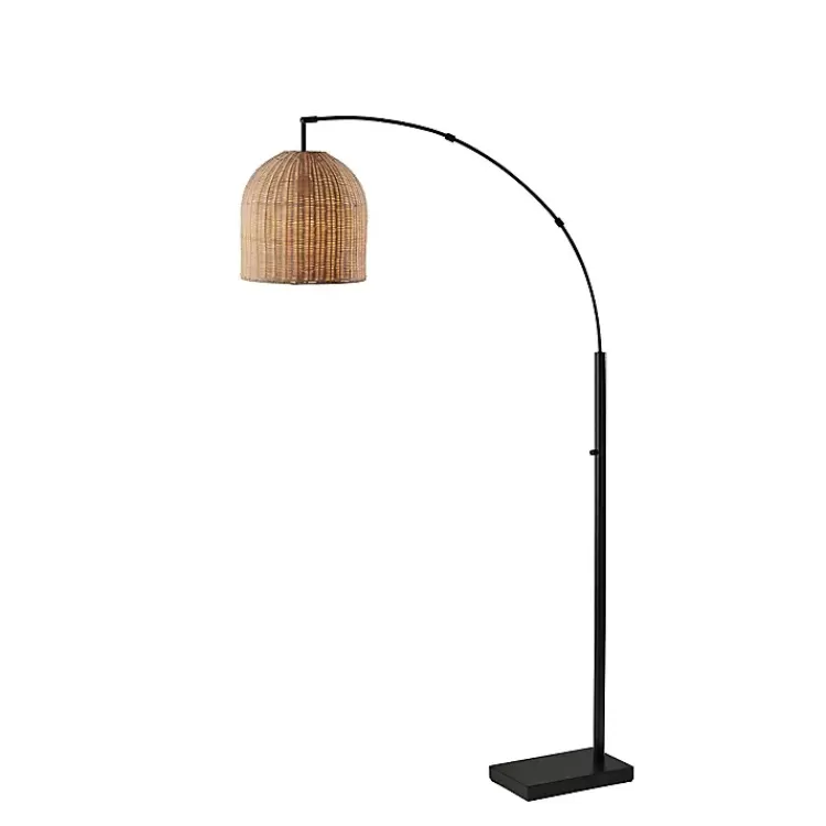 Bronze and Woven Rat Arc Floor Lamp>Kirklands Home Fashion